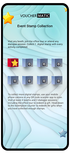 Stamp Collection Program for Virtual Events Vouchermatic